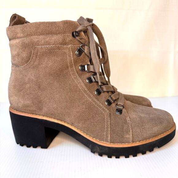 CASLON Jadey Suede Boots Women's 8 Lace Up Taupe Gray Hiking Gorpcore Nordstrom - Picture 3 of 13